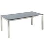 Garden Table Black Glass Table Top 180 X 90 Cm 6 Seater Steel Frame