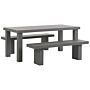 Garden Dining Set Grey Concrete Rectangular Table 2 Benches 4 Seater Water Resistant Beliani