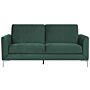 Sofa Green Fabric Upholstery Silver Legs 3 Seater