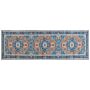 Runner Rug Blue And Orange Polyester 80 X 240 Cm Geometric Oriental Pattern Anti-slip Bottom