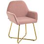 Homcom Modern Arm Chair Upholstered Accent Chair With Metal Base For Living Room Pink