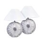 Set Of 2 Table Lamps Grey Ceramic Base Fabric Shade Painted Night Lamp Desk Light Classic Design