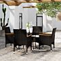 Vidaxl 5 Piece Garden Bistro Set Poly Rattan And Tempered Glass Black