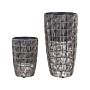 Set Of 2 Plant Pots Brown Pe Rattan Round With Plastic Insert