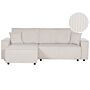 Right Corner Sofa Off-white Fabric Cord Upholstered With Sleeper Function Pull Out Cushioned Back