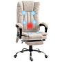 Vinsetto Vibrating Massage Office Chair With Heat, Desk Chair With Height Adjustable And Footrest, Cream White