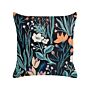 Decorative Cushion Black Green Cotton 45 X 45 Cm Velvet Flower Motif Modern Glamour Decor