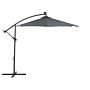 Garden Cantilever Parasol Grey Polyester Shade With Led Light Ø 285 Cm Aluminium Pole Crank Mechanism Outdoor Umbrella