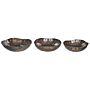 Set Of 3 Decorative Bowls Brass Metal Distressed Finish Round Accent Bowl Design