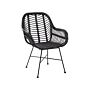 Rattan Armchair Black Wicker Black Metal Legs Living Dining Room