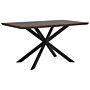 Dining Table Dark Wood Top Black Metal Legs 140 X 80 Cm 6 Seater Rectangular