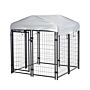 Pawhut Outdoor Dog Kennel, Dog Run With Uv-resistant Canopy & Lockable Design, Metal Playpen Fence For Small And Medium Dogs, 120 X 120 X 138 Cm