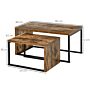 Homcom Set Of 2 Coffee Tables Industrial Style Tea Table, Side Table W/ Metal Frame For Black & Brown