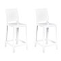 Set Of 2 Bar Stools White Plastic 99 Cm Seat Counter Chair