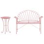 Outdoor Bench Set Pink Metal 2 Seater Flared Armrests With Table Vintage Style Beliani