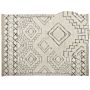 Area Rug Cotton Beige And Black Aztec Pattern 140 X 200 Cm Low Pile