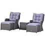 Outsunny 2 Seater Deluxe Garden Rattan Furniture Sofa Chair & Stool Table Set Patio Wicker Weave Furniture Set Aluminium Frame Fully-assembly - Grey