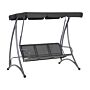 Patio Swing Black Mesh Steel Frame 3 Seater