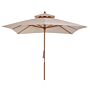 Outsunny Beige Parasol Patio 3x3m Double Tier Garden Sun Umbrella Sunshade Outdoor Wood Wooden Canopy Tier