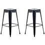 Set Of 2 Bar Stools Black Steel 76 Cm Stackable Counter Height