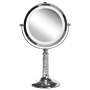 Makeup Mirror Silver Iron Metal Frame Ø 13 Cm With Led Light 1x/5x Magnification Double Sided Cosmetic Desktop