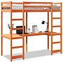 Vidaxl Loft Bed Frame With Desk Wax Brown 90x200 Cm Solid Wood Pine