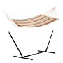 Outsunny Outdoor Garden Hammock With Stand, Double Cotton Hammock With Adjustable Steel Frame, Swing Hanging Bed With Pillow, Red Stripes