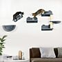 Pawhut 4pcs Wall-mounted Cat Shelves W/ Scratching Post, Hammock, Nest, Grey And Cream