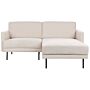 Left Hand Corner Sofa Polyester Light Beige 192 X 155 Couch 2-seater Upholstered Metal Legs Woven Fabric Cushioned Back