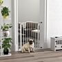 Pawhut Metal 74-80cm Adjustable Pet Gate Safety Barrier W/ Auto-close Door White