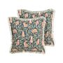 Set Of 2 Scatter Cushions Green Cotton Polyester 45 X 45 Cm Animal Prints Square With Insert Easter Decorations Throw Pillows