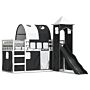 Vidaxl Bunk Bed With Slide And Curtains White And Black 90x190 Cm