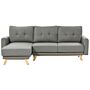 Right Corner Sofa Grey Fabric Upholstered With Sleeper Function Pull Out Cushioned Back Wooden Legs