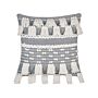 Decorative Cushion White And Grey Cotton 45 X 45 Cm With Tassels