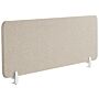 Desk Screen Beige Pet Board Fabric Cover 130 X 40 Cm Acoustic Screen Modular Mounting Clamps