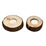 Set Of Two Wooden Tealight Holders With Bark Detail