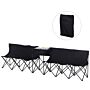 Outsunny 6-seater Folding Steel Camping Bench W/ Cooler Bag Black