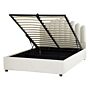 Storage Bed Off White Velvet Eu Double Size 4ft6 Sea Shell Headboard Slatted Base