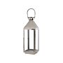 Metal Lantern Silver Stainless Steel H 55 Cm Pillar Candle Holder