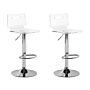 Set Of 2 Bar Stools Transparent Acrylic Swivel Gas Lift Adjustable Height