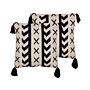 Set Of 2 Scatter Cushions Beige And Black Cotton 45 X 45 Cm Geometric Pattern Tassels Handwoven Removable Covers