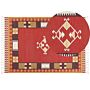 Kilim Area Rug Multicolour Cotton 160 X 230 Cm Handwoven Reversible Flat Weave Geometric Pattern With Tassels