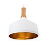 Hanging Light Pendant Lamp White With Gold And Light Wood Aluminium Round Geometric Shade