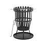 Fire Pit Black Steel Openwork For Wood Coal Grill Outdoor Garden