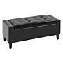 Homcom Pu Leather Storage Ottoman Bench Storage Chest Tufted Ottoman Cube W/ Flipping Top 92l X 40w X 40h Cm Black