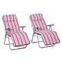 Outsunny Set Of 2 Garden Sun Lounger Outdoor Reclining Seat Cushioned Seat Foldable Adjustable Recliner Red And White