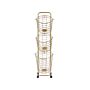 3 Tier Wire Basket Stand Gold Metal With Castors Handles Detachable Kitchen Bathroom Storage Accessory For Towels Newspaper Fruits Vegetables