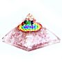 Orgonite Pyramid - Rose Quartz Rainbow Flower Of Life - 7cm