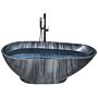 Freestanding Bath Black Marble Effect Sanitary Acrylic Single 170 X 80 Cm Oval