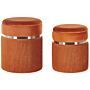 Set Of 2 Pouffes Orange Velvet Metal Bands Glamour Internal Storage